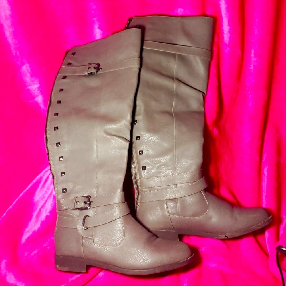 Grey, JustFab knee high boots, size 7.5